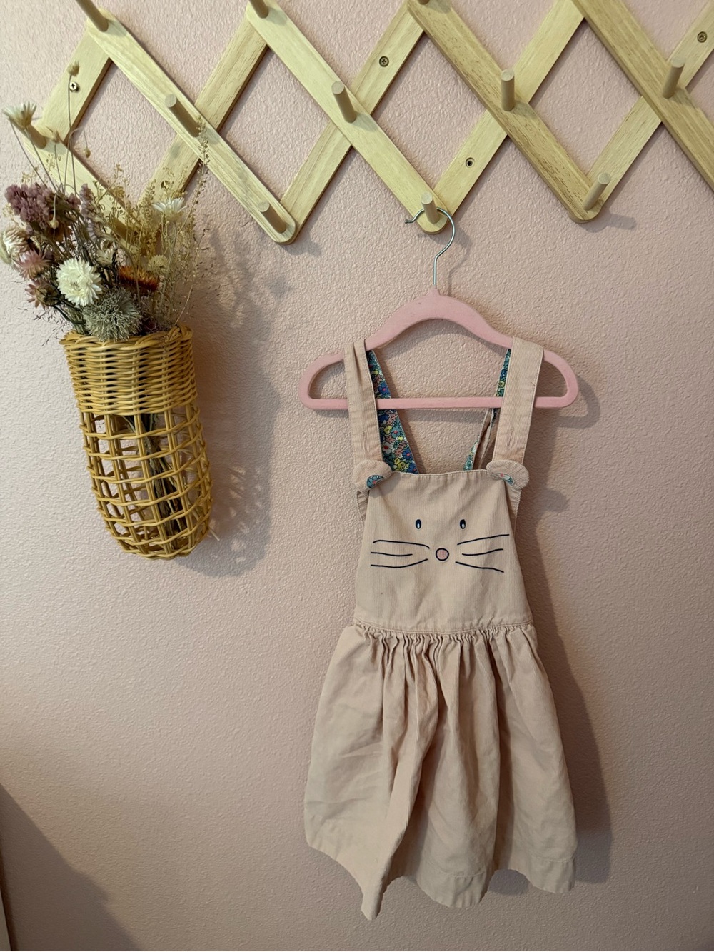 Mini Boden Corduroy Pink Mouse Overall Dress